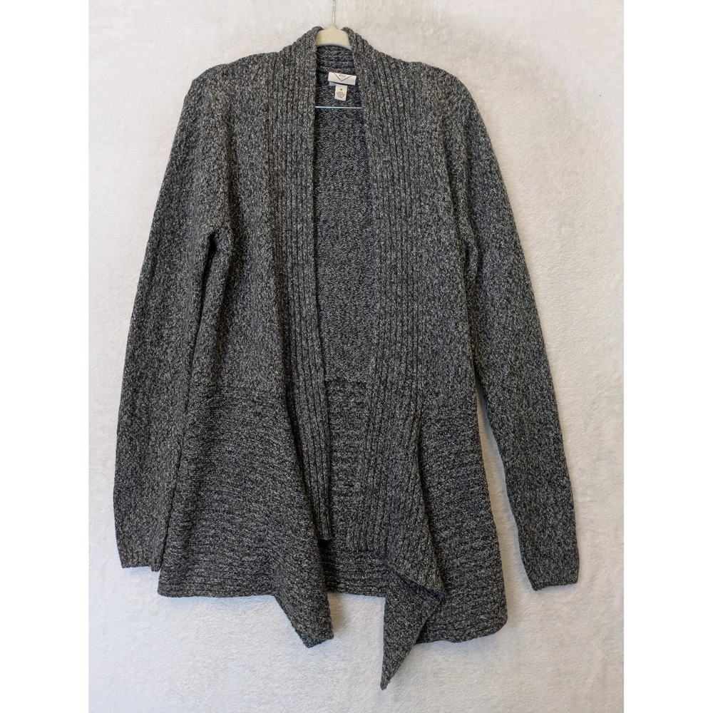 NEW St. John's Bay Cardigan Women's Medium‎ Charcoal Grey Marl Open Front Drape